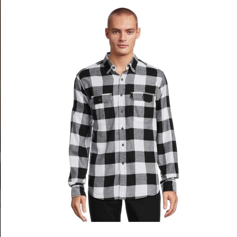 COPY - Black and White Long Sleeve Flannel